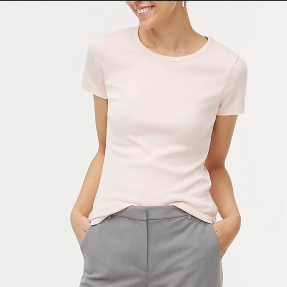 J. Crew Fine-rib crewneck tee XS Subtle Pink NWT